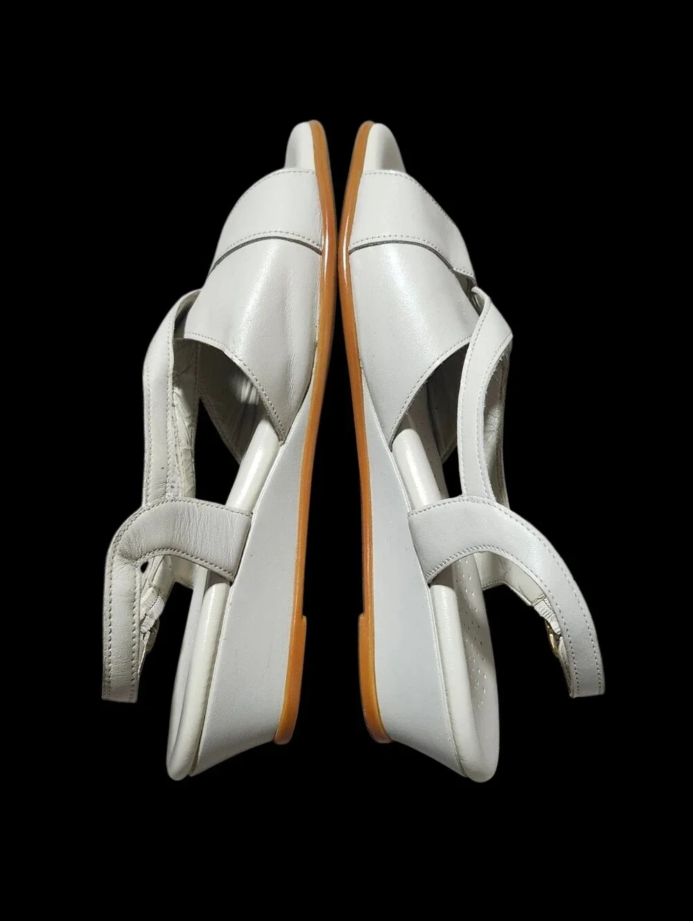 SAS Caress Dress Sandal Leather Wedge Bone Comfort Crisscross Women's Size 11